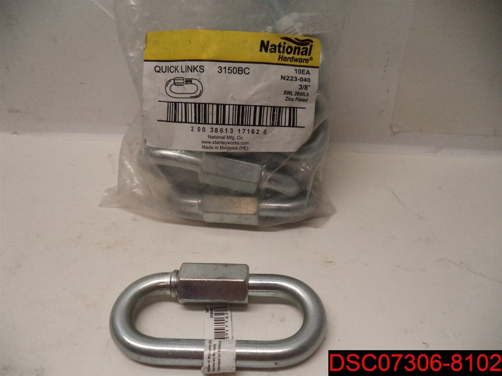 Qty = 10 (1 pack of 10) NATIONAL BRANDS HHI N223-040 Zinc Quick Link, 3/8″