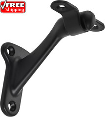 6 Pack 3 Inch Matte Black Hand Rail Bracket Heavy Duty Hardware for Stairways, H