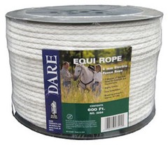 Electric Fence Rope,Braided White Dacron & Stainless Steel,6mmx600 Ft. – 3094