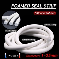 Silicone Foamed Rubber seal Strip Round Bar Sponge Strip Dia.1-25mm White
