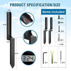 2 Pcs Fence Post Repair Kit, Heavy Duty Fence PostAnchor Ground Stakes for Repa