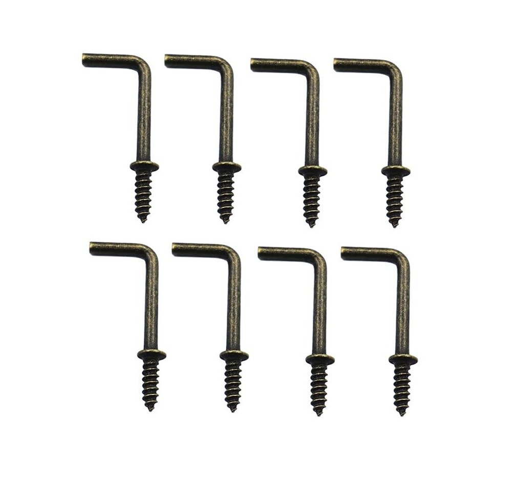 7/8″ Antique Brass Ceiling Hooks, 7/8 Inch L Shape Screw Hooks, Vintage Bronz…