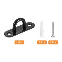 4 Pcs Pad Eye Plate, 3.1 Inch Stainless Steel Ceiling U Hooks with Screws, Black