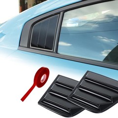 Side Window Louvers Air Vent Scoop Shades Cover Blinds ABS (Black Color: black
