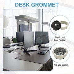 4 Pcs 2″ Desk Grommet Plastic Flexible Desk Hole Cover Cable Grommet Gray