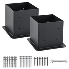 6×6 Post Base 2 Pcs, (Inner Size 5.6×5.6) Post Anchors, 13GA Thick Solid Steel &