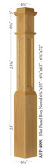AFP-4091 Flat Panel Amish Made Red Oak Box Newel Post