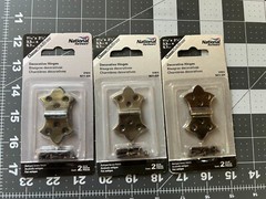 3-pack lot 6-hinges National Hardware 1-5/16 x 2.25″ Antique Brass Decorative