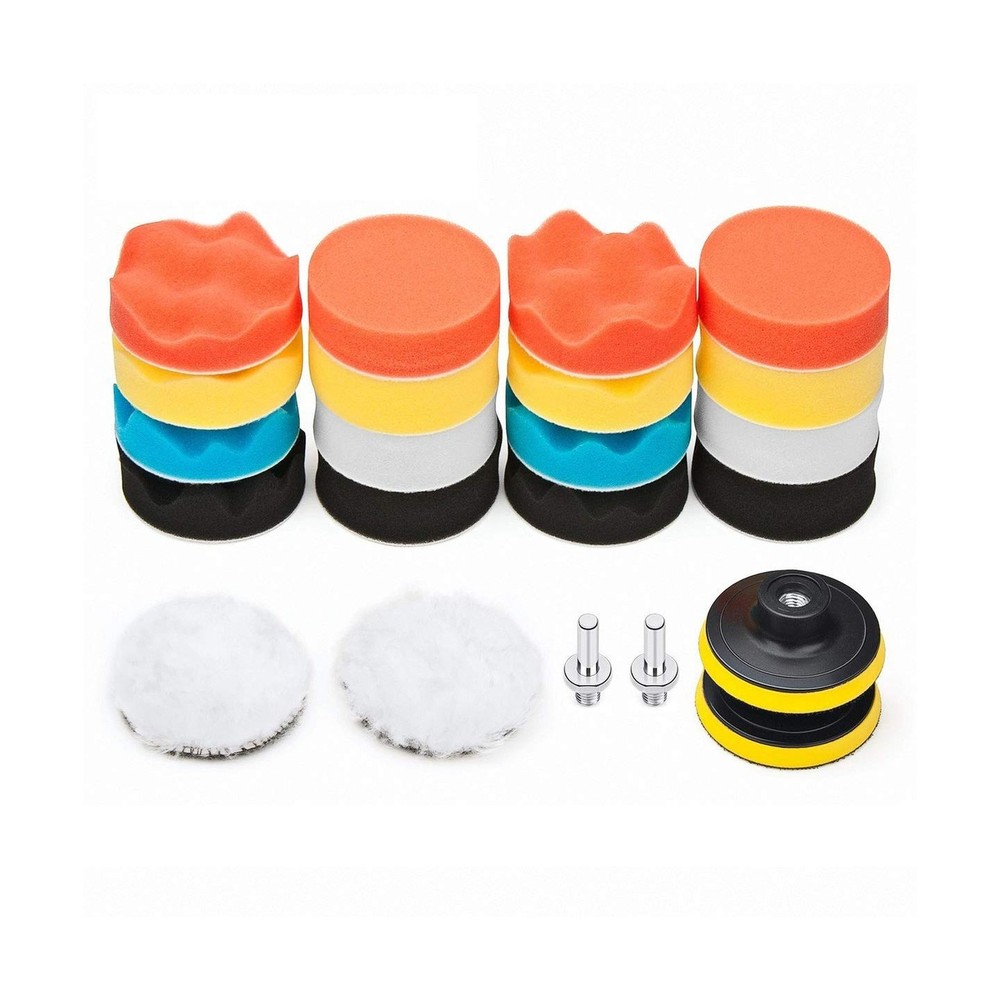 Car Foam Drill Polishing Pad Kit 22 PCS, 3 Inch Buffing Pads 3Inch-22PCS