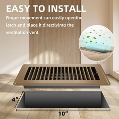 Floor Register 4×10 – 4 Pack Floor Vent Covers for Home Floor Heavy Duty Stee…