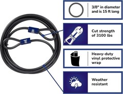 BRINKS – 15 ft x 3/8″ Flexible Steel Loop Cable – Heavy Duty Vinyl Wrap for C…