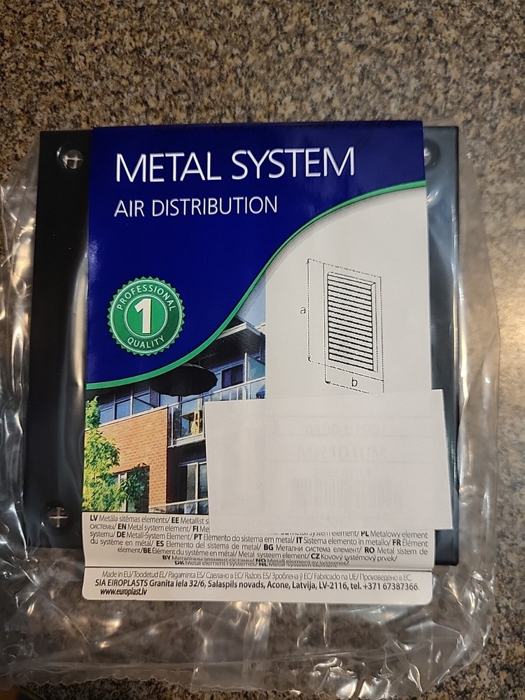 Black Metal Air Vent Grille 100mm x 100mm with Fly Screen Flat Louvre Duct Cover
