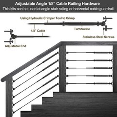 2 X Cable Railing Kit 1/8″ Swage Toggle Turnbuckle T316 CK07 (2 Bags Of 10)