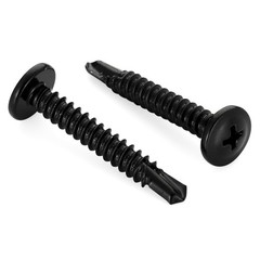 Mellewell #8 x 2 Wafer Head Self Drilling Screws, Tapping x 2″, Black