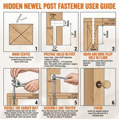 2 PCS Newel Post Mounting Kit Wobbly Stairs 11″ Steel Anchors Hardware Oak