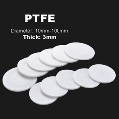 Solid Round PTFE Pads Discs Disc Sheet | Diameter: 10mm-100mm | Thickness 3mm