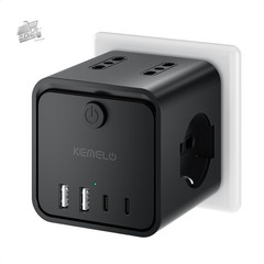 Schuko Universal Electric Slipper Multi Outlet 4 Seater 4 USB C A Flat Plug N