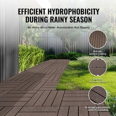 Interlocking Deck Tiles Plastic Wood, 27 Pack,12″x12″ 27 sq. ft Waterproof Outdo