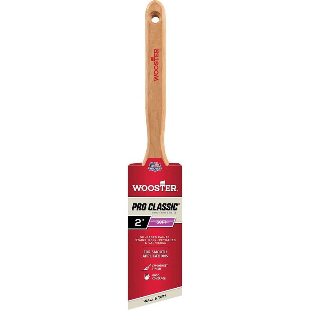 Wooster Z1222 2″ Pro Classic White China Soft Bristle Angle Sash Paint Brush-1PK