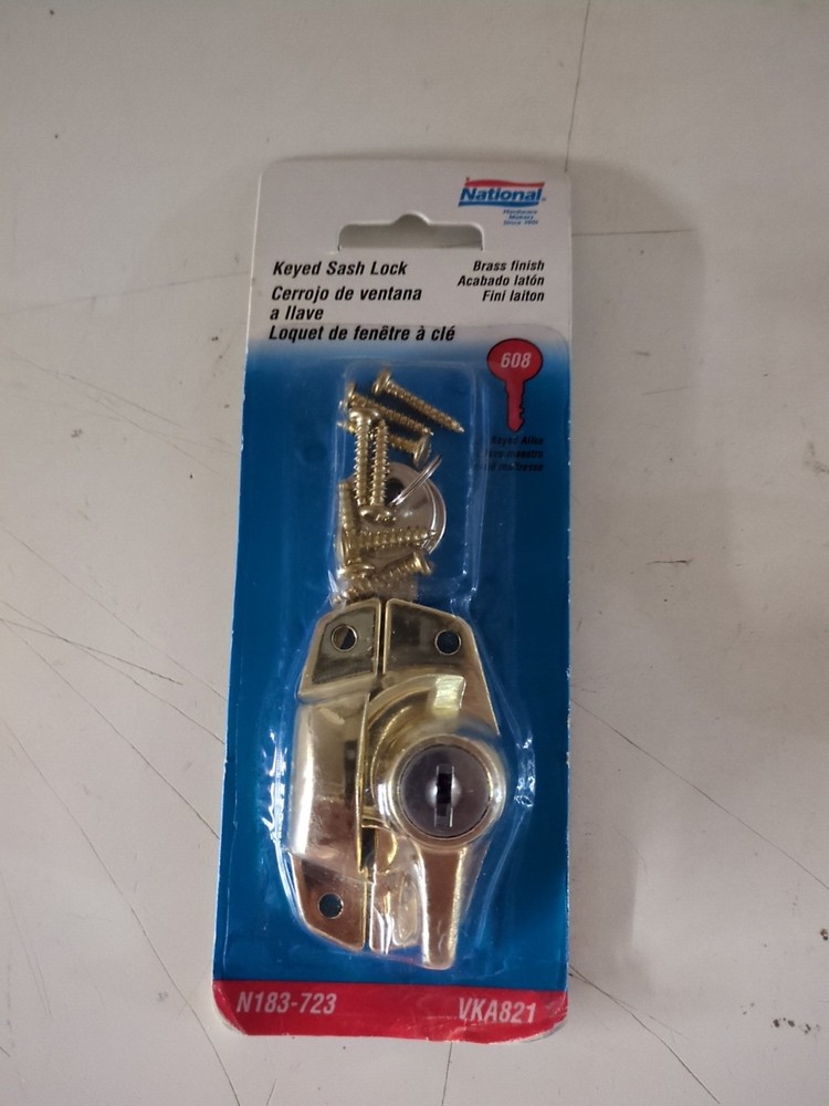 National Hardware N183-723 VKA821 Keyed Sash Lock, Bright Brass