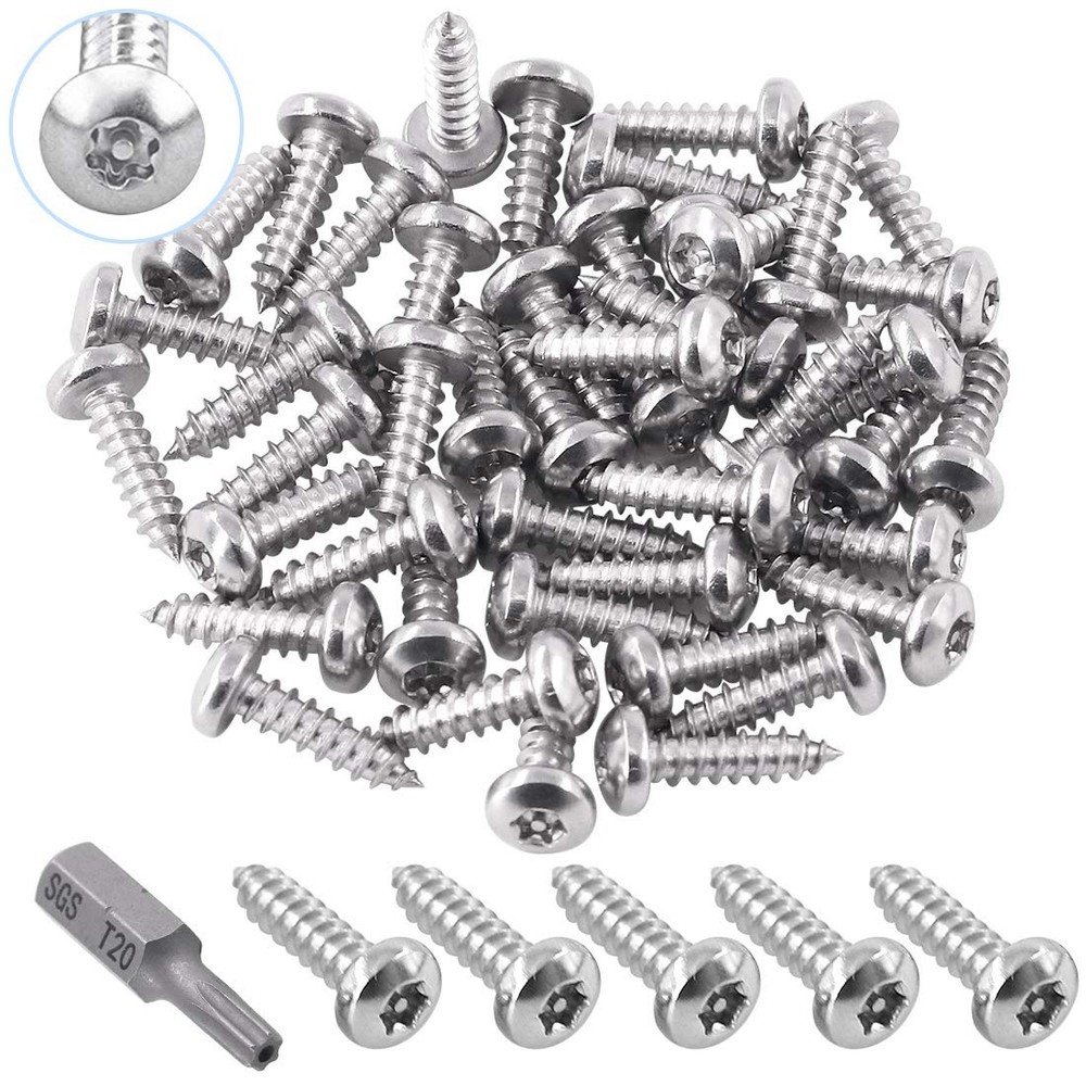 Glarks 51Pcs #8 x 1/2” Button Head Torx Security Sheet 50pcs x
