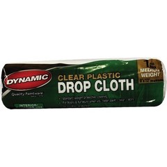 Dynamic 00376 9′ x 12′ 1mil Rolled Clear Plastic Drop Cloth-1PK