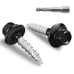 Metal Roofing Screws #10 × 1 Inch, 80pcs Black 10 x 1″ Black, 1lb per box