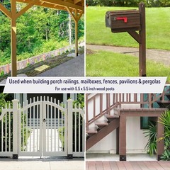 U Shaped 6×6 Deck Post Concrete Anchor Spike Fence Base, Black Powder Coat (10)
