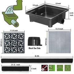 Gutter Downspout Extensions, 12x12in Catch Basin, 8.2ft Flexible Pipe Extender