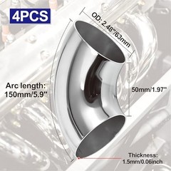 4PCS 2 1/2 Exhaust Pipe Stainless Steel Elbow 2.5″ 90° 2.5″ 90° (4 Pack)