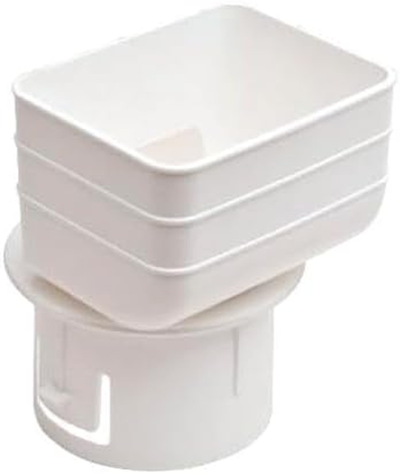 2″X3″ White Downspout Adapter to 3″ Drain Pipe – 2X3 Downspout & Gutter Connecto