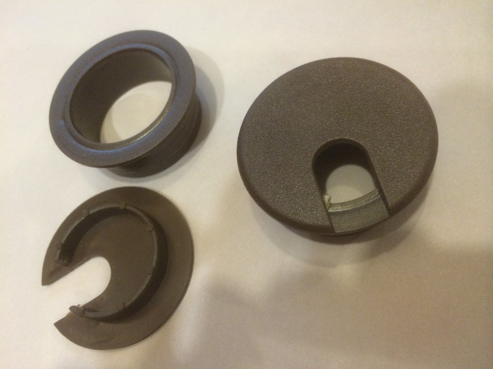 1-1/2 Inch Round Brown Plastic Desk Grommets Wire Managers 2pc for $1.50