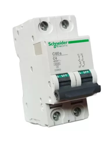 Schneider Automatic Magnetic Thermal c60a 4.5ka 2p 6a Curve C 23863 Switch