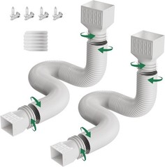 2 Pack Rain Gutter Downspout Extensions, Upgraded Flexible Drain Down Spout E…