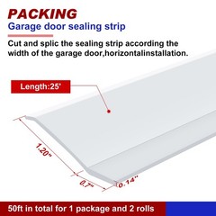 Nuogo Garage Door Seals Top and Sides 50 ft Weather 50 ft, White