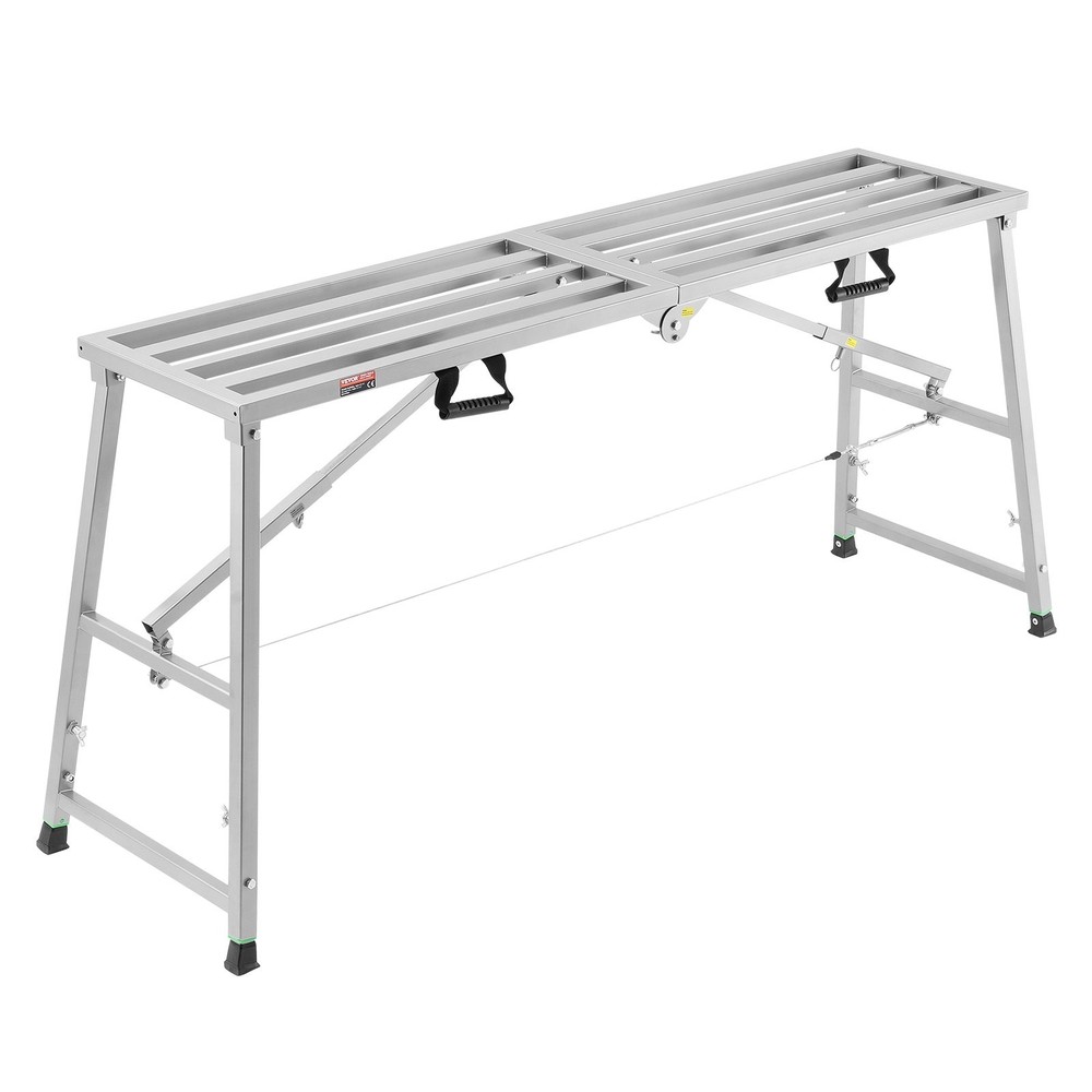 Work Platform, 4 Gear Adjustable Height, Folding Alloy Steel Step Ladder, Portab