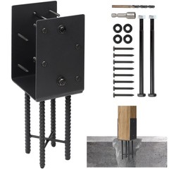 Heavy Duty U-Shape Metal Post Base Holder, 6”x6” (Internal 5.5″x5.5″), Wet …