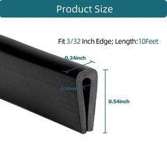 Rubber Edge Black, U Channel PVC Plastic, Metal Sharp Edge Protector Fit fo