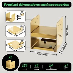 Manyihome 8X 8 Post Basegolden 4Pcsstainless Steel Post Anchor Inner Size7.5 X