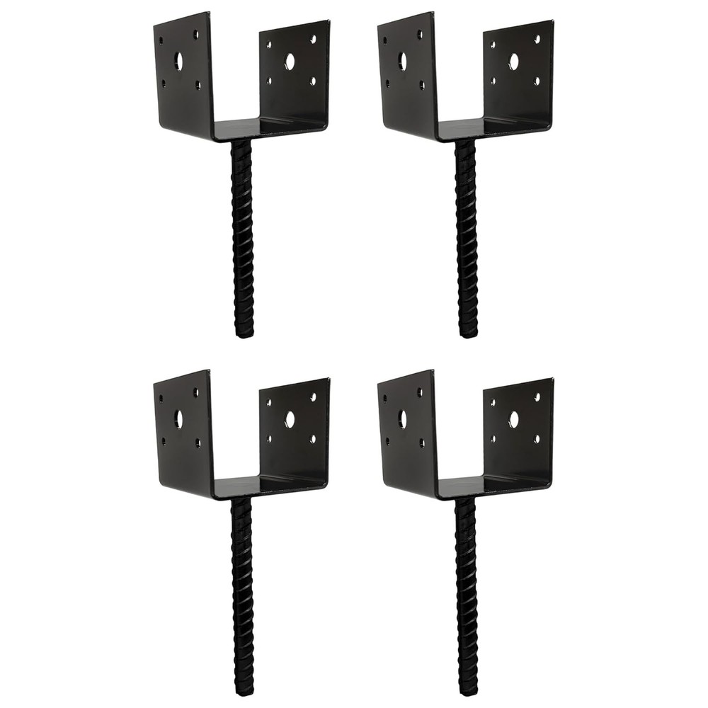 U Shaped 4×4 Deck Post Anchor Black Powder Coat Concrete Fence Post Base
