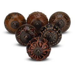 FURNISHFUL FINESSE Dresser Knobs for Cabinets and Pack of 6, Dark Brown