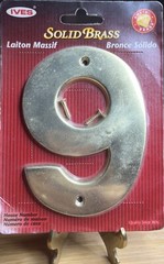 NEW Ives Solid Brass 5” High House or Mailbox Number 9 Thick, Durable & Stylish