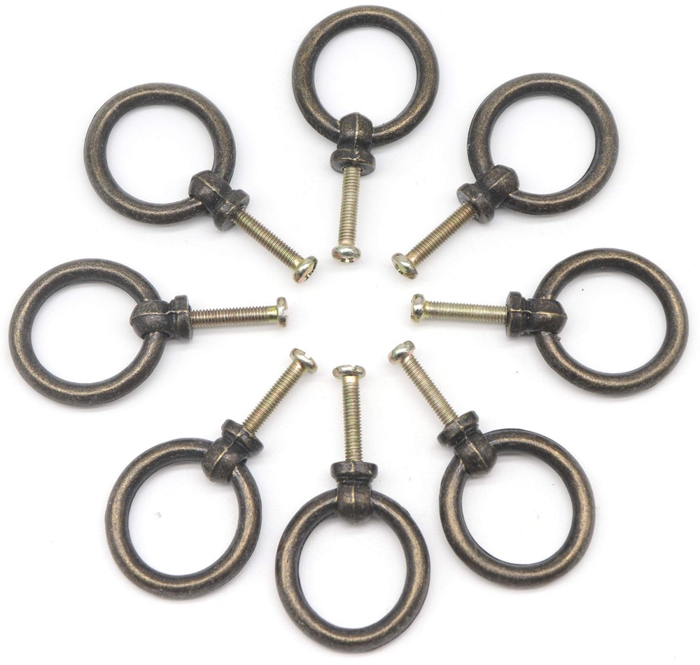 binifiMux 8pcs Vintage Drop Ring Knobs Pulls for Dresser Drawer, Bronze