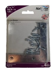 National Hardware N114-116 V117 Zinc Plated Flat Corner Brace, 4″ x 3/4″