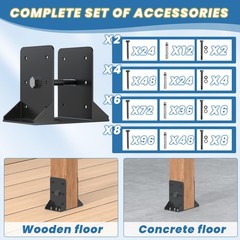 6×6 Post Base Anchors Inner Size 5.6×5.6 Inch Black Deck Rail Brackets 2 PC