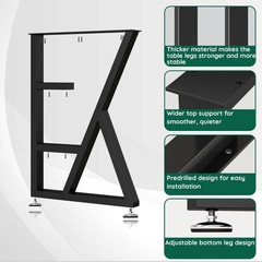 Giantjellies K Shape Heavy Duty Metal Table Legs Set Of 2 28 H20 W Black Iron