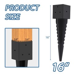 2 Pcs 4″x4″ Fence Post Anchor Ground Spike â€“ Heavy Duty 16″ Metal Post Base (