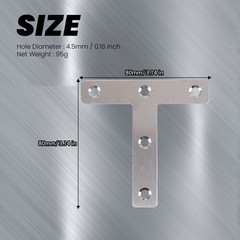 5 Pcs Angle Plate Corner Brace Flat T Shape Repair Bracket 80mm x 80mm D6Y57741