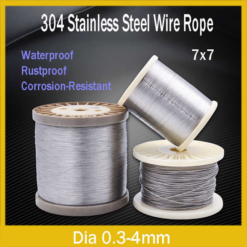 304 Stainless Steel Steel Wire Rope Cable Rigging Dia 0.3-4mm 7×7 Clothes Line