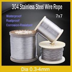 304 Stainless Steel Steel Wire Rope Cable Rigging Dia 0.3-4mm 7×7 Clothes Line